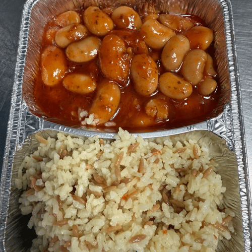 Neu Weiße Bohnen mit Tomatensoße und Reis