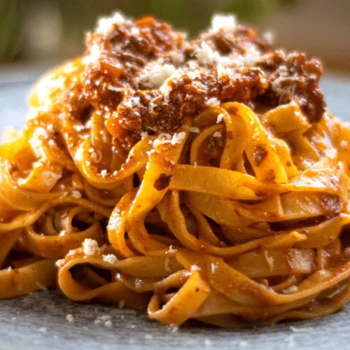 Tagliatelle Bolognese & Salat