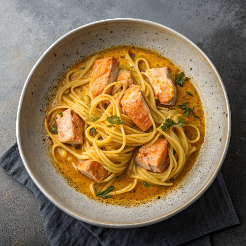 Bandnudeln mit Lachs