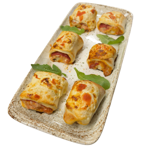 Gefüllte Pizzabrötchen mit Formfleisch-Vorderschinken