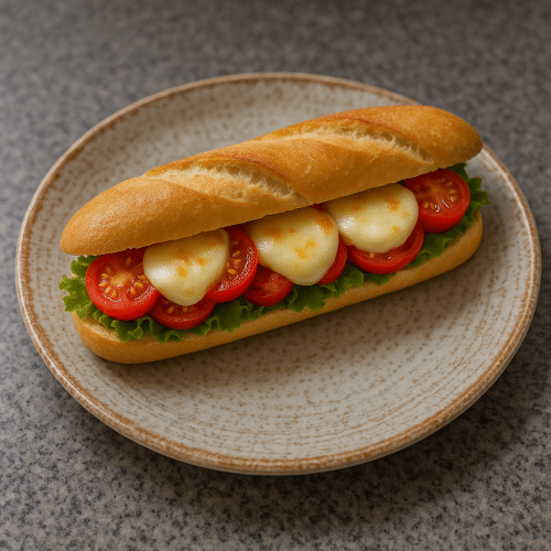 Mozzarella und Cherrytomaten Baguette