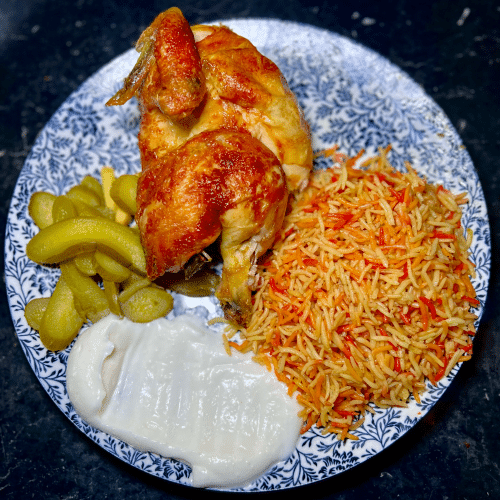 Hähnchen Teller Reis (Mandi)