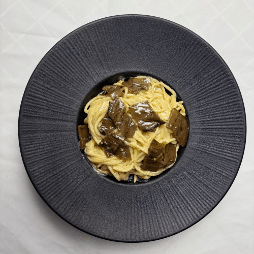 Spaghetti Carbonara mit Auberginen Vegetarian