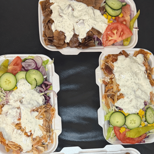 Döner Salat mit Rinderhackfleisch vom Spieß