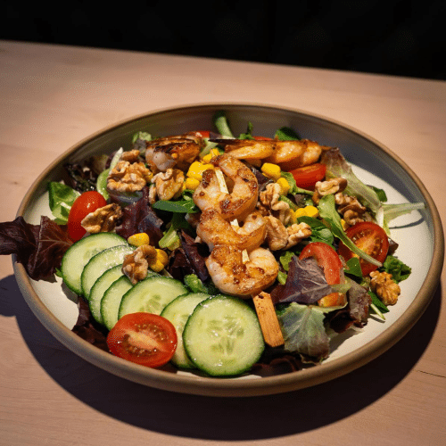 Sommersalat mit gegrillten Garnelen