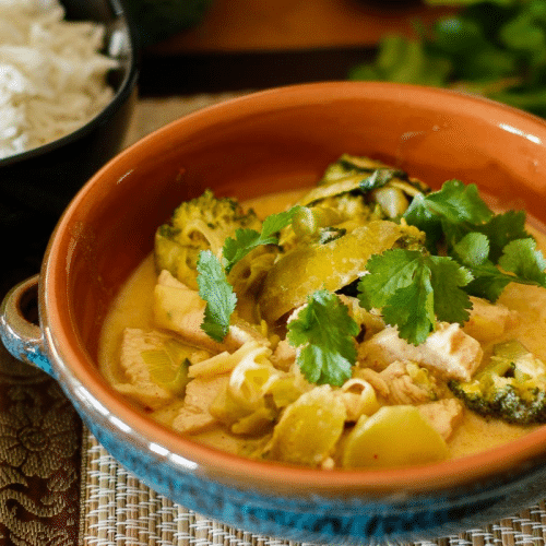 Hühnerbrustfilet Singapore Art in Currysauce