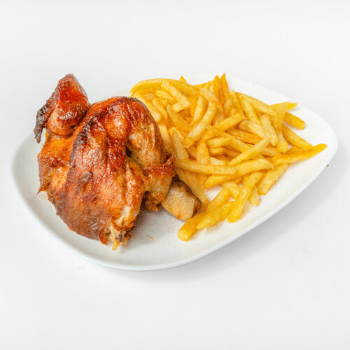 Halbes Hähnchen mit Pommes