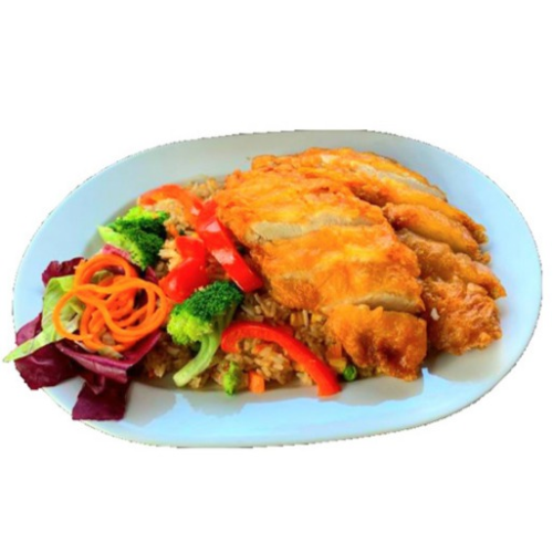 Mittagsmenü - Gebratene Eiernudeln mit knusprigem Hähnchen (M2)