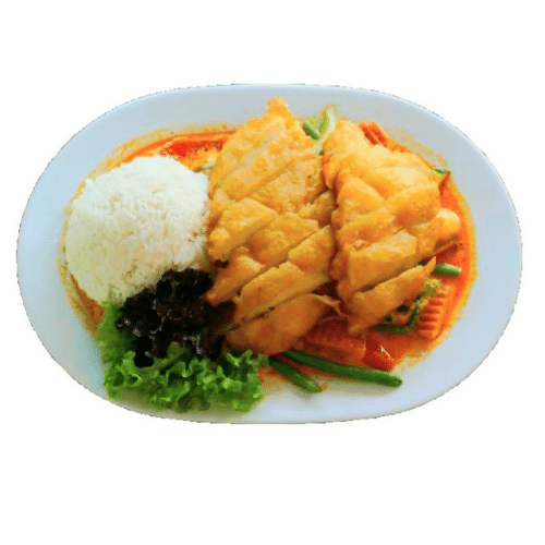 Mittagsmenü - Knusprige Hühnerbrust Curry (leicht scharf) (M8)