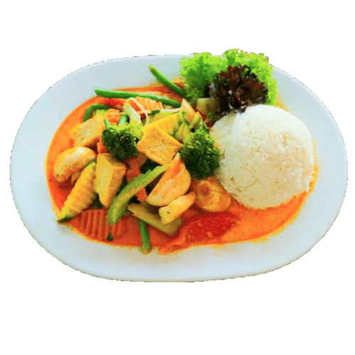 Mittagsmenü - Wok Gemüse Erdnusssauce (leicht scharf) (M 17)
