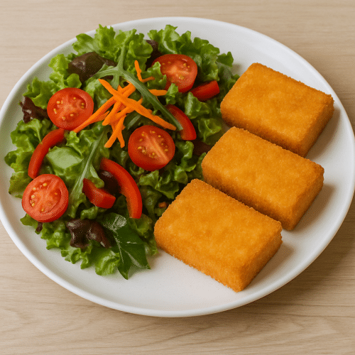 Großer gemischter Salat mit gebackenem Camembert (hausgemacht)