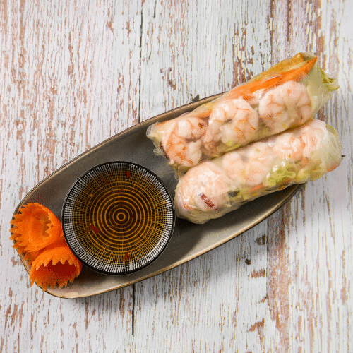 Fresh Summer Rolls mit Garnelen und Schweinefleisch