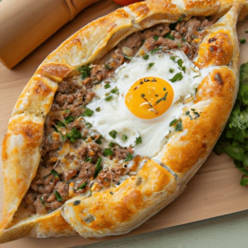 Pide mit Hackfleisch und Ei