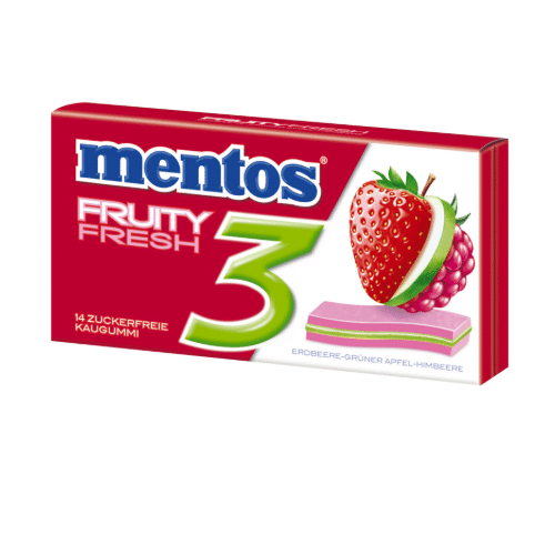 Mentos Fruit 3 Erdbeere-Grüner Apfel-Himbeere