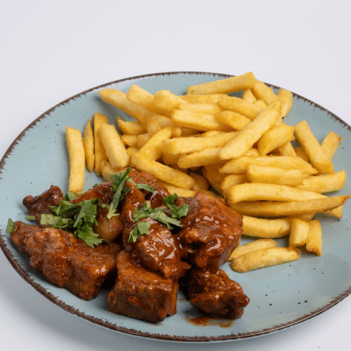 Pork Belly Chunks Mit Pommes