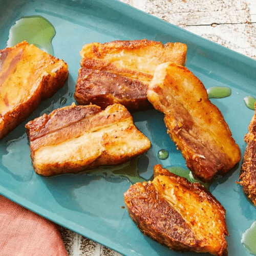 Pork Belly Chunks Mit Pommes