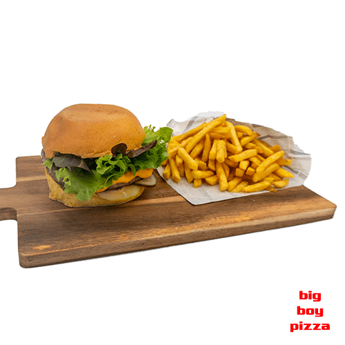 Cheeseburger mit Beilage nach Wahl