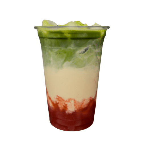 Iced Strawberry Matcha Latte (vegan)