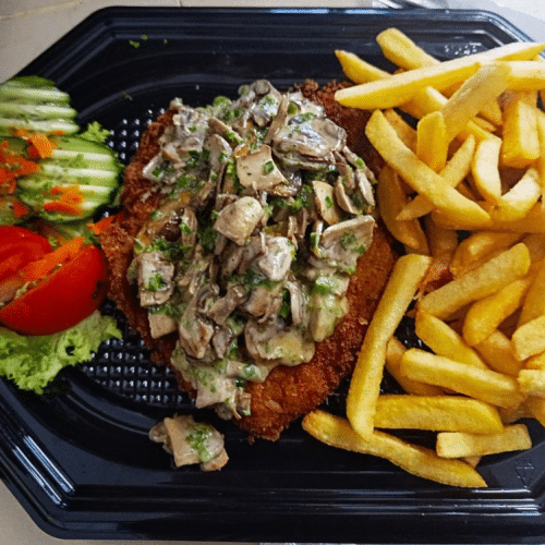 Schnitzel mit Rahmchampignons