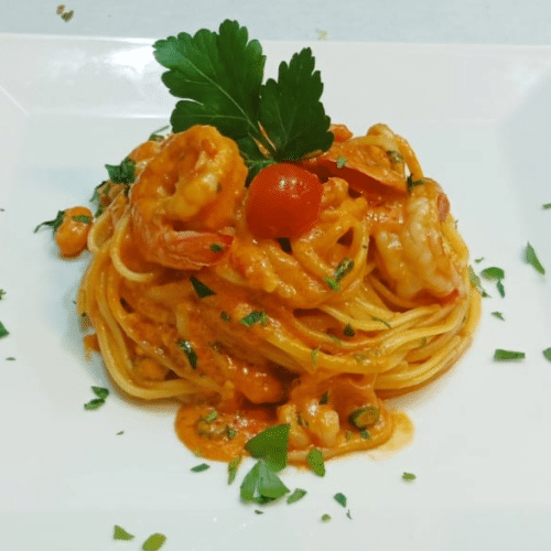 Spaghetti mit Garnelen