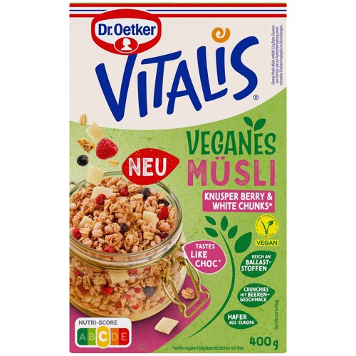 Vitalis Veganes Müsli Knusper Berry & White Chunks 400g
