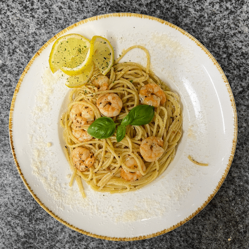 Pasta Aglio Olio con Gamberetti