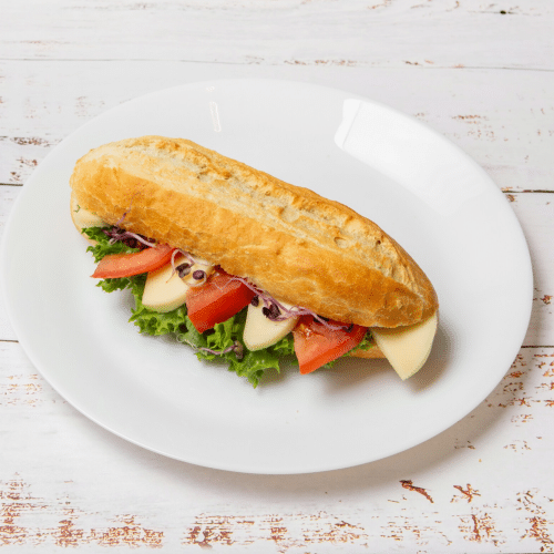 Baguette Brötchen mit Mozzerella und Tomaten