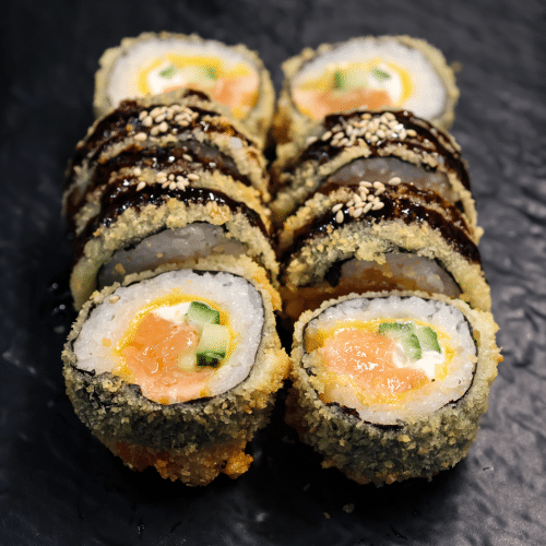 Frittierte Rollen Lachs
