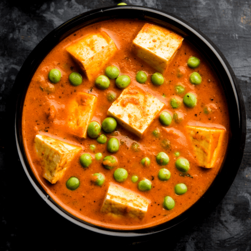 Erbsen mit Rahmkäse - Mattar Panir