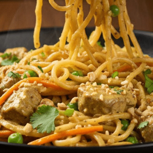 Lamm Korma Wok-Nudeln