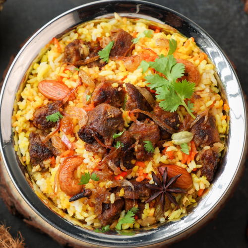 Mutton kebab biryani