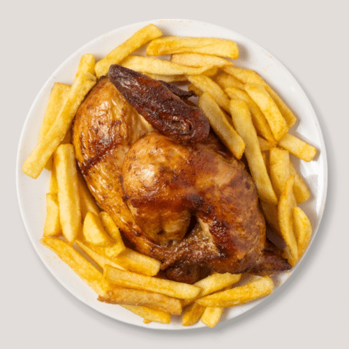 Halbes Hähnchen mit Pommes frites
