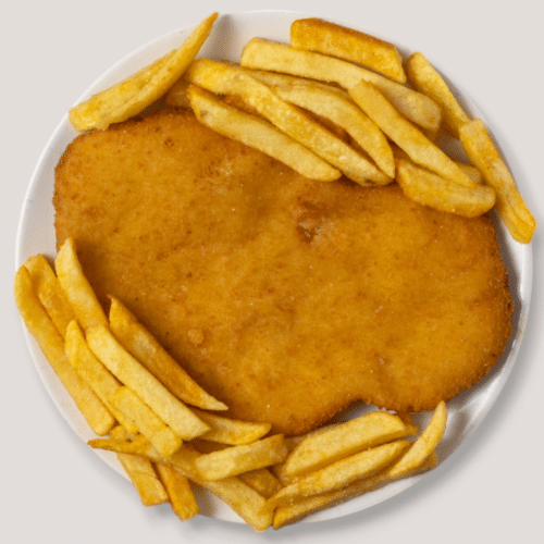 Schnitzel mit Pommes frites