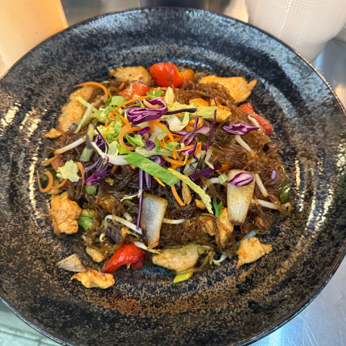 Glasnudeln Wok - mit Hühnerfleisch