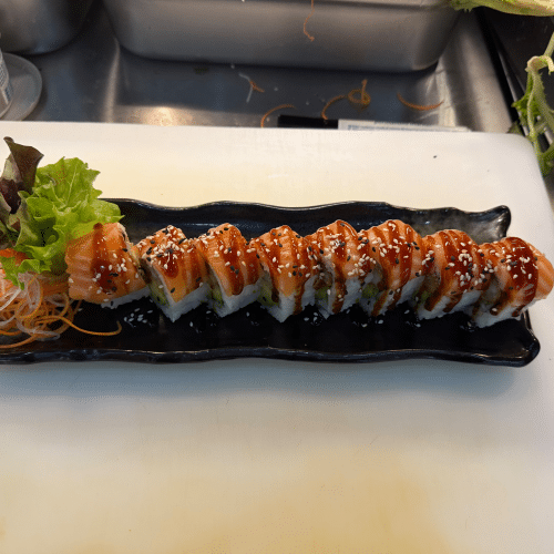 Inside-Out Scampi, Avocado - mit Lachs ummanteln