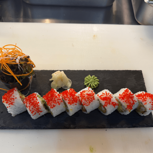 Inside-Out Scampi, Gurke - mit Kaviar ummanteln