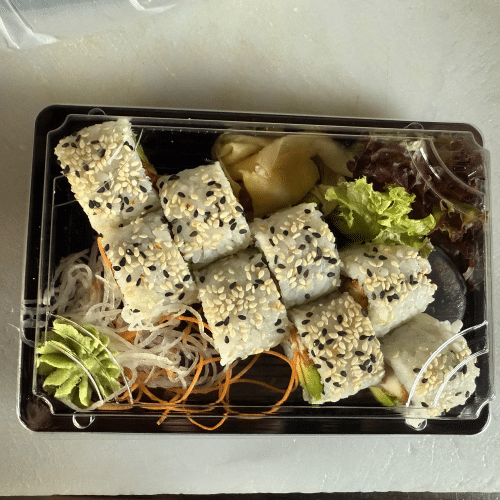 Inside-Out Scampi, Gurke - mit Sesam ummanteln