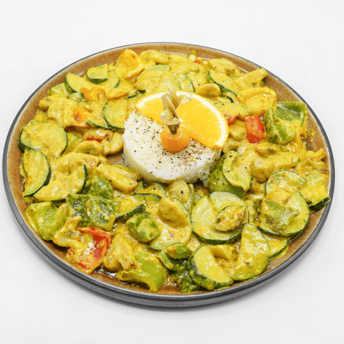 Putencurry nach thailändischer Art mit Reis