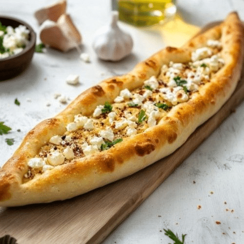 Pide mit Feta und Zwiebeln