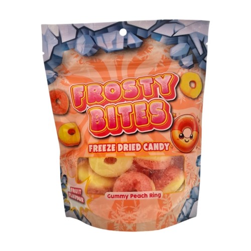 Frosty Bites Gummy Peach Rings Freeze Dried Candy 50g