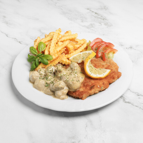 Schnitzel mit Champignon-Rahmsauce