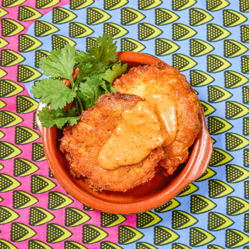 Mealie Fritters, Paprika Aioli - Tapas