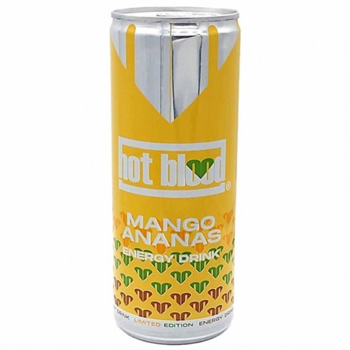 hot blood Energy Drink Mango Ananas Dosen 0.25l