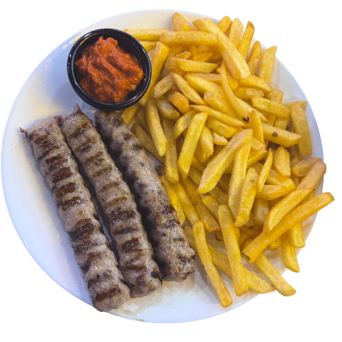 3 Kebapche mit Pommes und Lyutenitsa