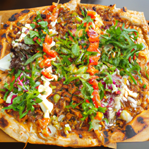 Türkische Pizza mit Salat und Sauce