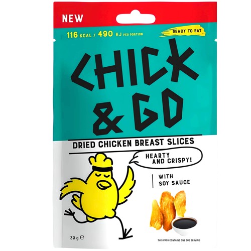 Chick & Go Getrocknete Hähnchenbrust mit Soja Sauce 30g
