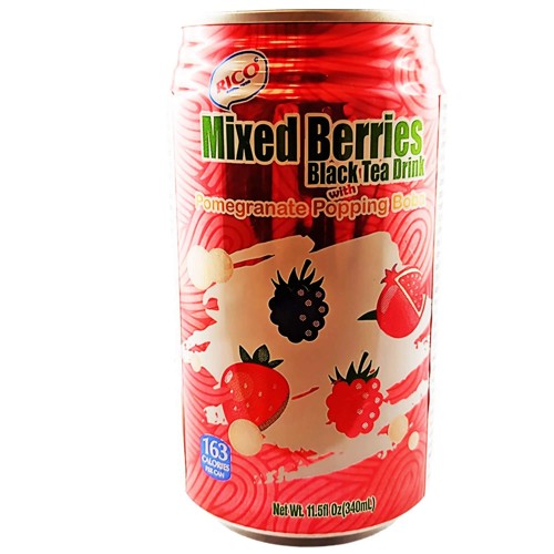 Rico Bubble Tea Getränk Gemischte Beeren mit Granatapfel Tapiokaperlen 0.34l (EINWEG)