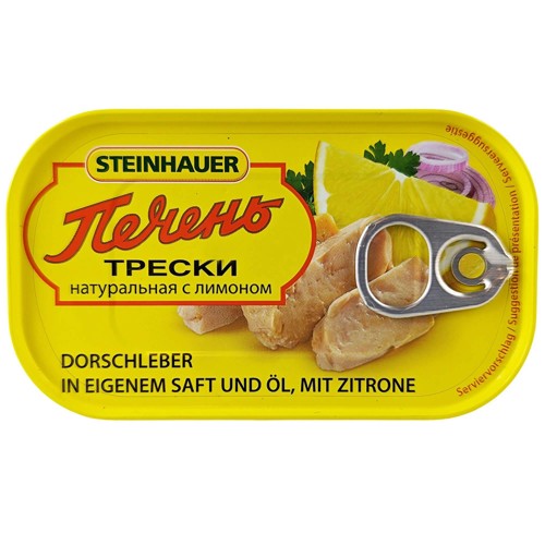 Steinhauer Dorschleber in eigenem Saft und Öl mit Zitrone 120g