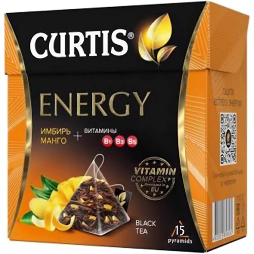 Curtis Schwarztee Energy mit Vitaminen B Komplex 15 Pyramidenbeutel 25.5g