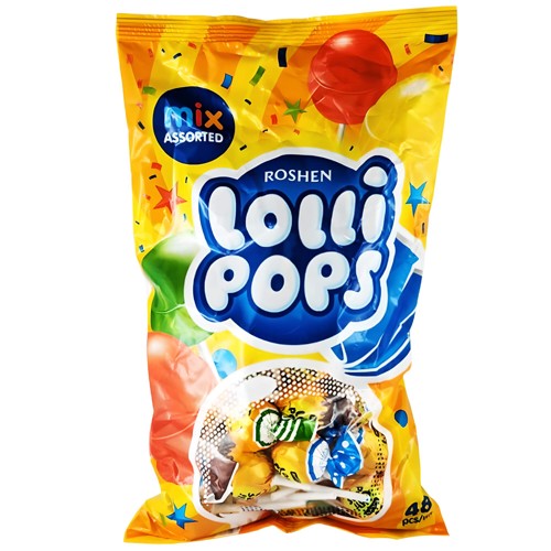 Roshen Lollipops mit Cocktail Geschmack Lutschbonbons am Stiel 48 Lollies